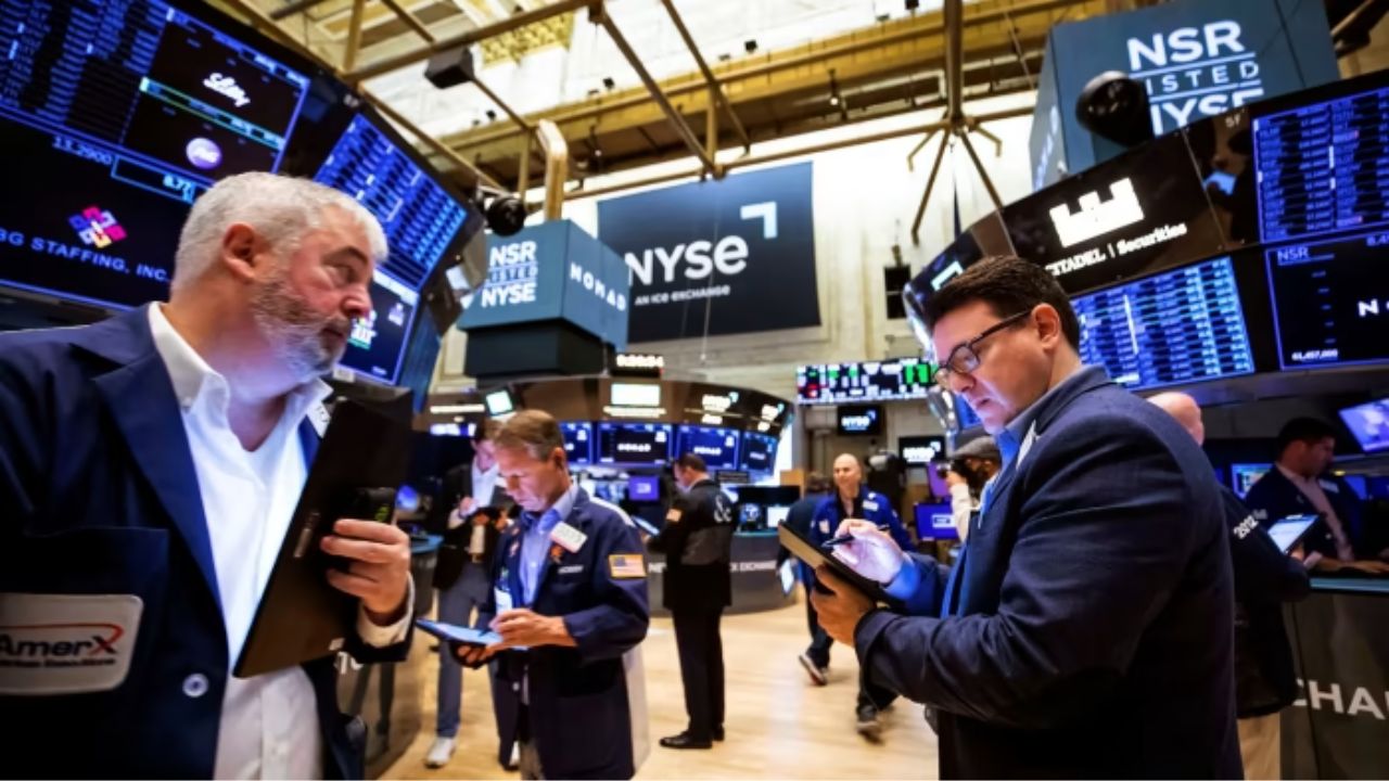 As US stocks suffered some of their biggest declines since the pandemic began, traders work the floor at the New York Stock Exchange